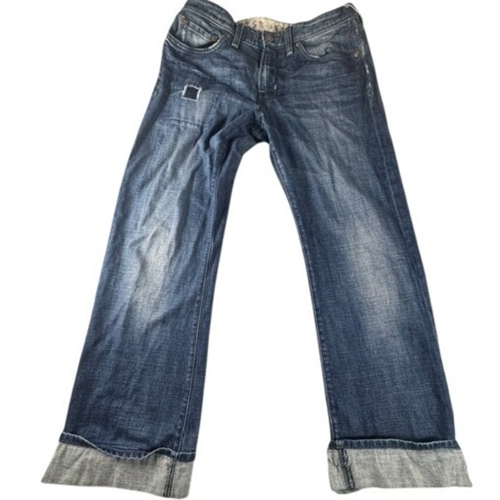 Guess Jeans Mens 33 Cliff Bootcut Blue Denim Distressed Rugged Classic Fit
